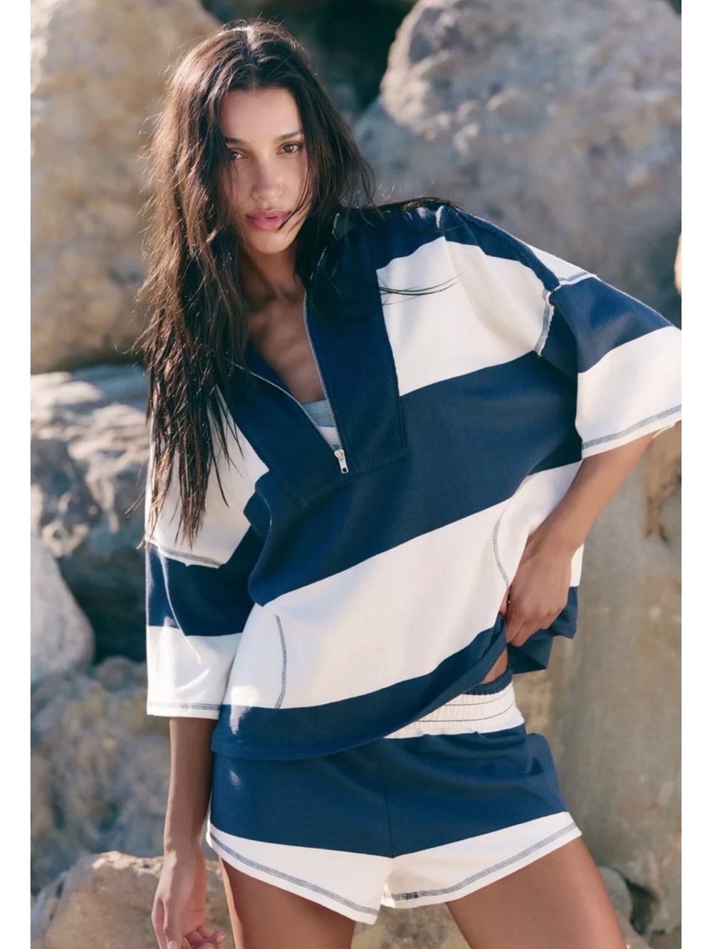 Free People Movement women’s retro rugby, two-piece set